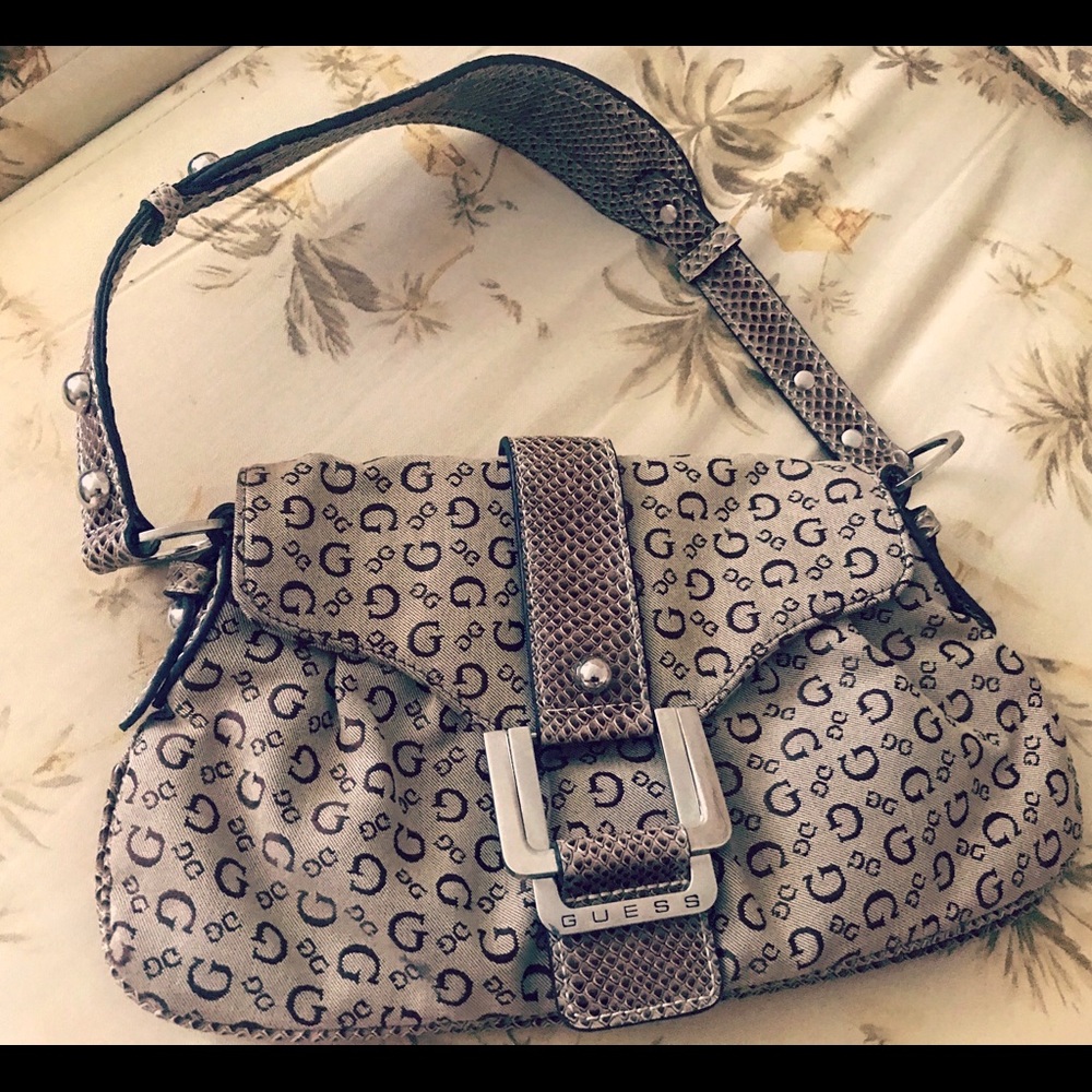 GUESS hobo handbag with faux snake accents